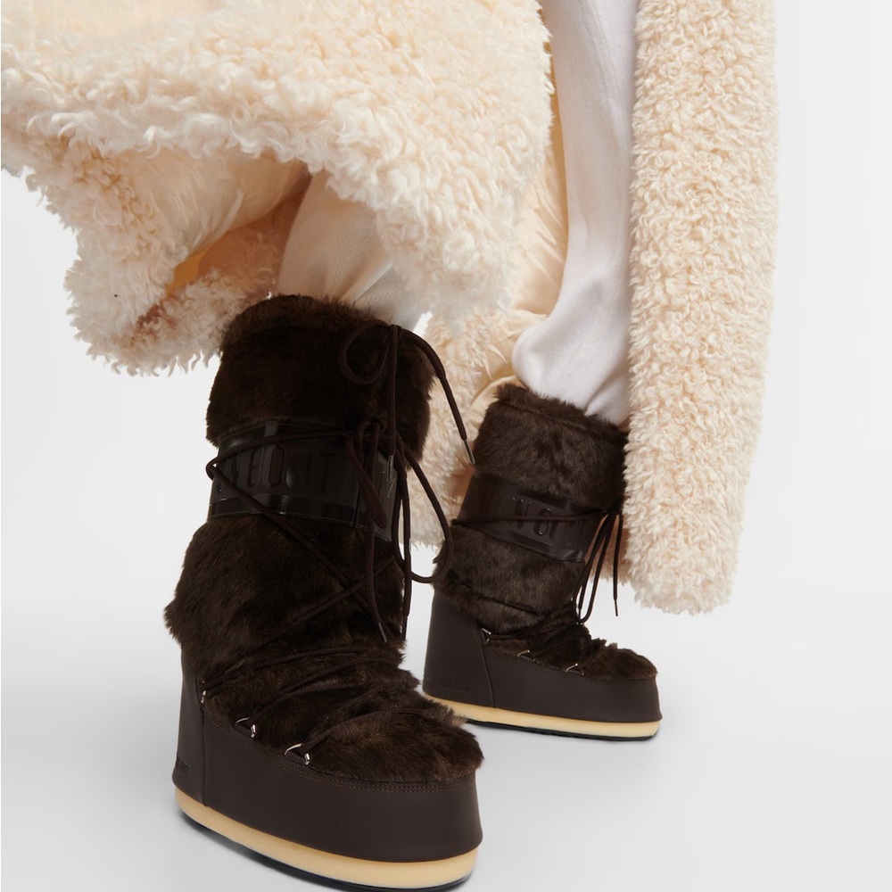 NWT Moon Boot Women's Dark Brown Fur Winter Boots US 7-8.5 / EU 39-41 - Picture 5 of 13